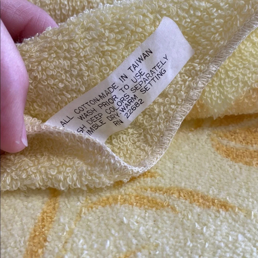 Yellow Butterfly Embroidered Bath Towel and washcloth Set MCM Cotton USA